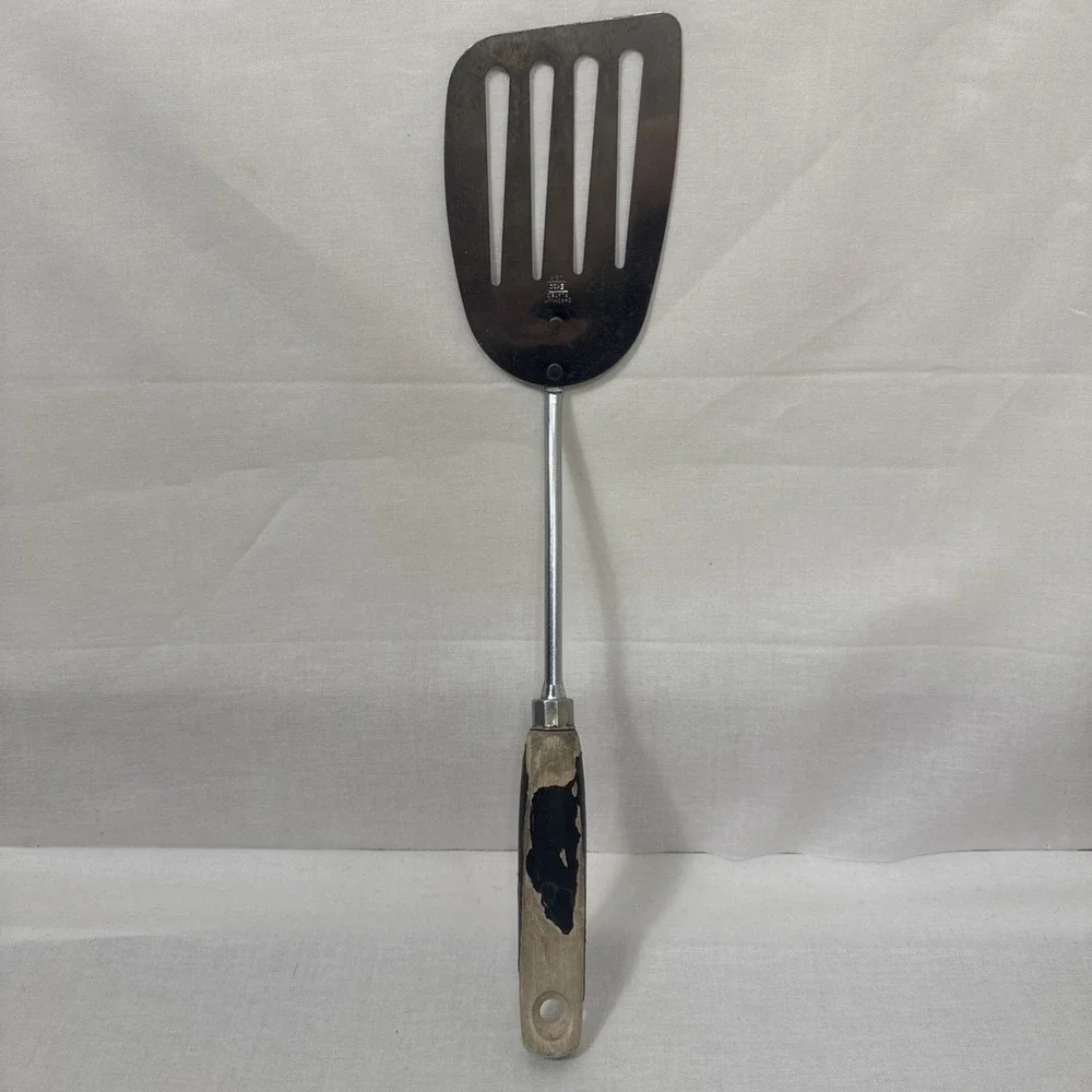 EKCO CHROMIUM PLATED Vintage Long Angle Blade SLOTTED SPATULA TURNER UTENSIL